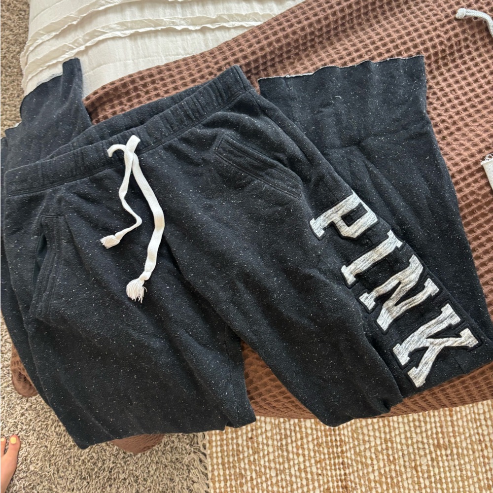 PINK Victoria's Secret Kids Black Sweatpants with White Drawstring